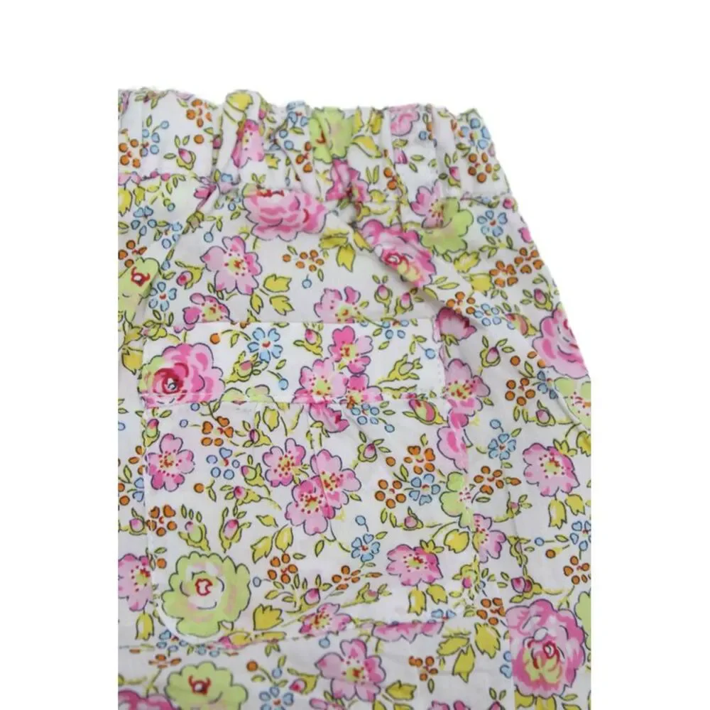 Bonpoint Girls Elastic Waistband Cuffed Floral Shorts White Pink Yellow Size 6M
